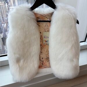 Kids Faux Fur Vest in White